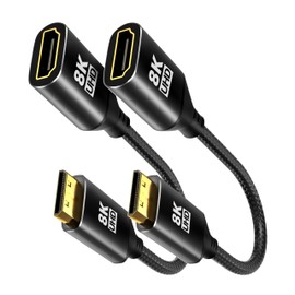 KOMGILK 8K Mini HDMI to HDMI Adapter 2Pack, Mini HDMI Male to HDMI Female Cable with 8K@60Hz, 4K@120Hz HDR 3D Dolby 48Gbps High Speed, Compatible with DSLR,Projector, Tablet, Graphics Card, Camcorder