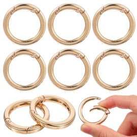 Pack of 8 Carabiner Round Carabiner Hooks Round 25 mm O-Ring Key Rings Zinc Alloy Round Carabiner for Key Ring DIY Bags