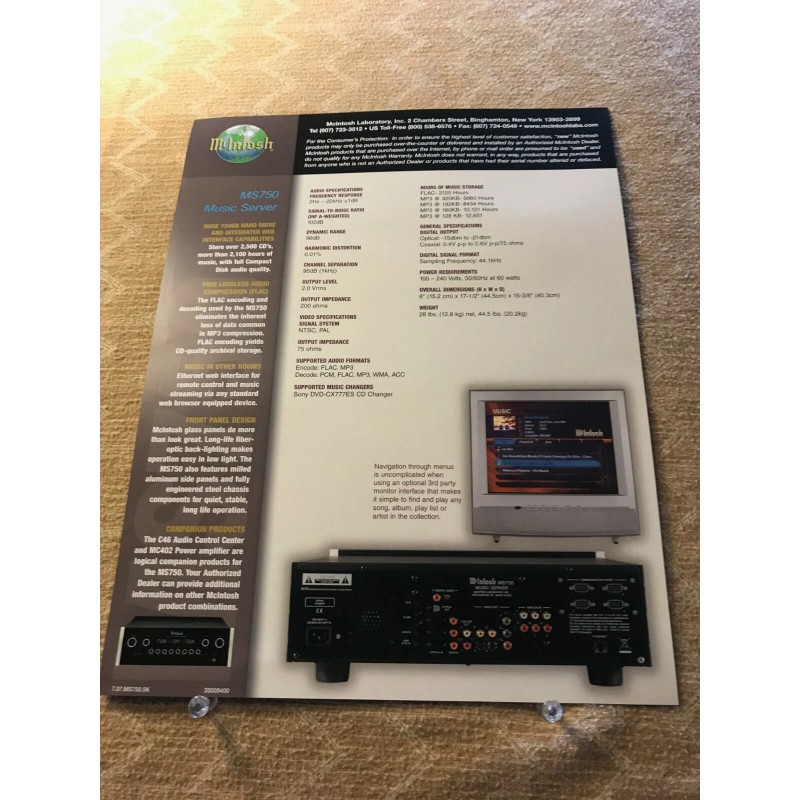 McIntosh ORIGINAL MCINTOSH-MS750 DIGITAL MUSIC SERVER - SPEC INSERT D901