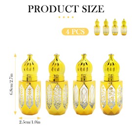 ZJIVQO Mini Crystal Glass Roller Perfume Bottles, Refillable Essential Oil Bottles, Gold Empty Travel Perfume Sample Container,6ml