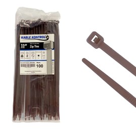 Kable Kontrol Brown Zip Ties 11 Inch 100 Pcs, 50 Lbs Tensile Strength, Self-locking Nylon Colored Cable Ties Wire Wraps for Indoor or Outdoor Use