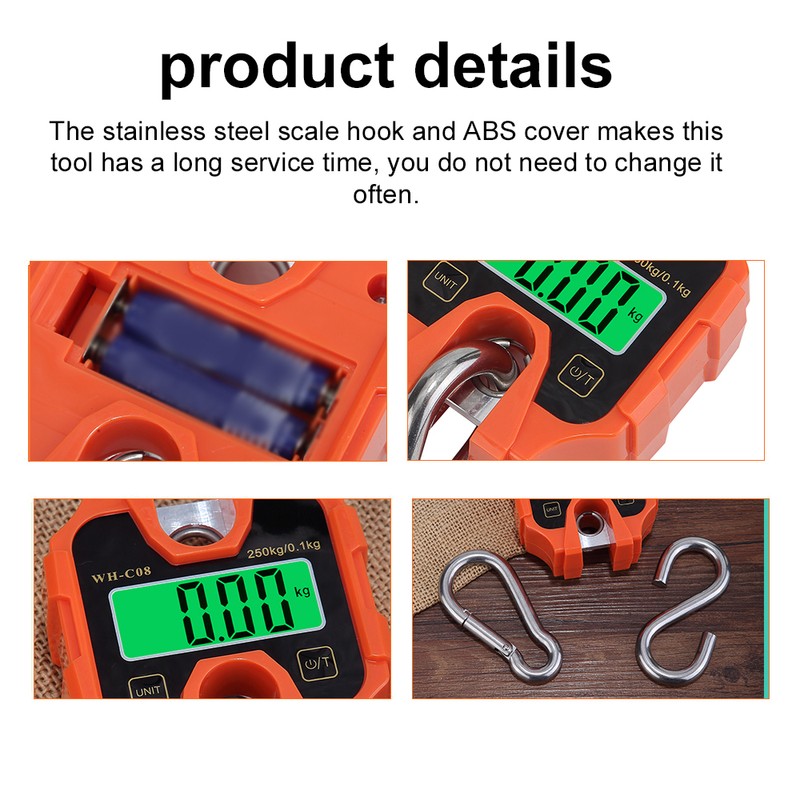 250kg Portable Hand Electronic Scale LCD Display with Backlight kg
