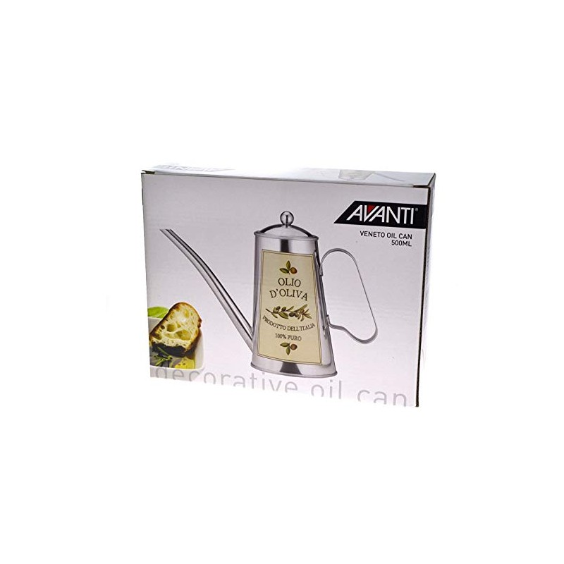 Avanti Veneto Decorative Round Oil Can, 500 ml Capacity, Silver