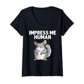 Womens Cool Chinchilla For Men Women Animal Lover Rodent Zookeeper V-Neck T-Shirt