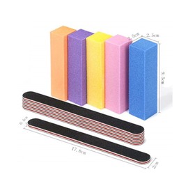KAZIPA 12PCS Nail Files & Buffers Set, 6 Colors, 100/180 Grit Double-Sided Wooden Files - Supplies for Natural Nails, Emery Boards for Nail Care For Home or Salon