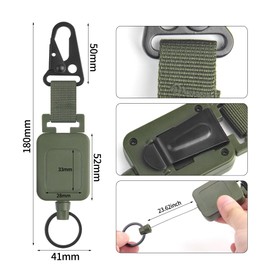 Retractable Keychain Heavy Duty Carabiner Badge Holder with Belt Clip,Tactical ID Badge Reel with 23.6” Steel Retractable Cord for Men and Women(2 Pack)