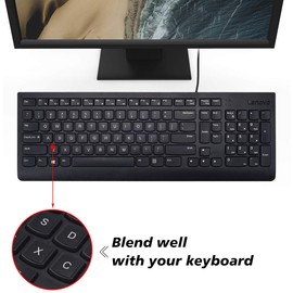 3PCS Universal English Keyboard Letter Stickers, Replacement English Keyboard Stickers with Black Background and White Lettering for PC Computer Laptop Desktop-English