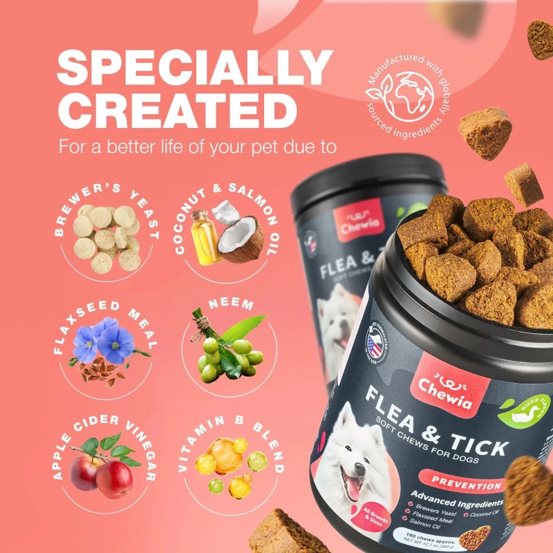 CHEWIA Natural Dog Flea and Tick Prevention Chews for All