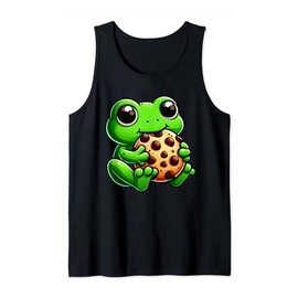 Frog Eating Chocolate Chip Cookie Frog Food Lover Funny Frog Tank Top