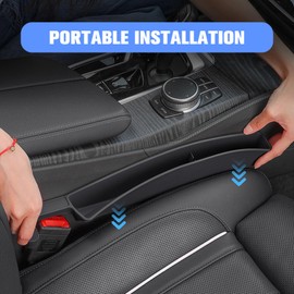 7F Car Organizers and Storage, Car Seat Gap Filler, Organiser Between Seat and Centre Console, Universal Car accessories, Fit SUV Truck Storage, Set of 2 - Black