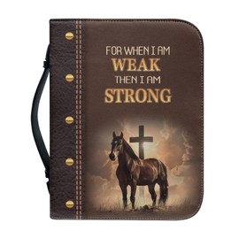 Faux Leather Bible Covers for Men,Bible Case for Men,Bible Bag,Bible Cases,Mens Bible Cover,Bible Covers for Men,Bible Cover Case,Cross Horses and Psalms,L