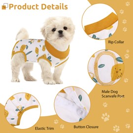 SAWMONG SAWMONG Recovery Suit for Dogs After Surgery Professional, Dog Spay Surgical Suit for Female Dogs, Dog Onesie Bodysuit for Surgery Male Substitute E-Collar Cone, Lemon Yellow, Large