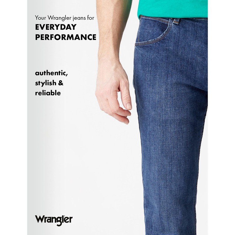 Wrangler Wrangler Mens Red Kabel Regular Jeans, Dark Stone, 34W