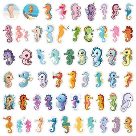 55PCS Cute Seahorse Stickers for Kids Girls Teen Adults,Waterproof Cartoon Kawaii Seahorse Stickers for Water Bottle,Laptop,Luggage,Scrapbook,Party Decoration Aesthetic Vinyl Stickers,Birthday Gifts
