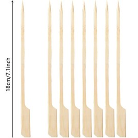 100 Pieces Bamboo Paddle Skewers 18CM, Flat Burgers Sticks Children Kids Wooden Fruits Picks Barbecue Kebabs for Buffets Party Fountain Fondue Stick Holders (18CM)