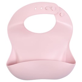 Three Little Tots Modern Silicone Baby Bib – Adjustable Fit Waterproof Catch Bibs ((Ballet Pink)