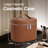 Estuche para cosméticos de piel, bolsa de maquillaje portátil, compartimento