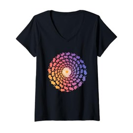 Womens Degu Spiral Gradient Graphic V-Neck T-Shirt
