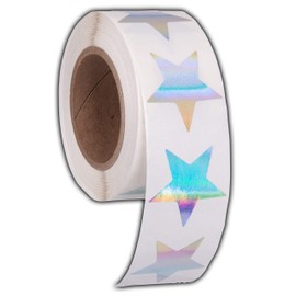 1.5" Star Adhesive Label Stickers, 500 Stickers per Roll,1-1/2 Inch for Teachers, Parents, and Kids - Made in The USA (Rainbow Holo)