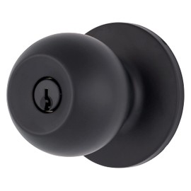 BRINKS Transitional Keyed Entry Door Knob - Matte Black Exterior Door Lock Set, Seamlessly Blends with Interior Décor, 1 Pack