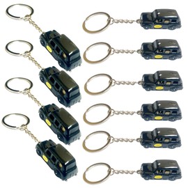Bells Box Set of 10 London Black Taxi Keyrings – Iconic Souvenir Key Chains – Perfect Gifts for Travel Lovers, Party Favors, and Collectors