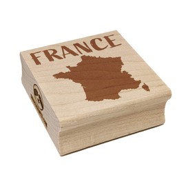 France Country Solid with Text Square Rubber Stamp for Stamping Crafting - 1.25in Small