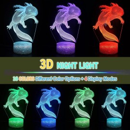 TriPro Axolotl 3D Illusion Night Light Lamp Bedroom Decor Gifts Toys