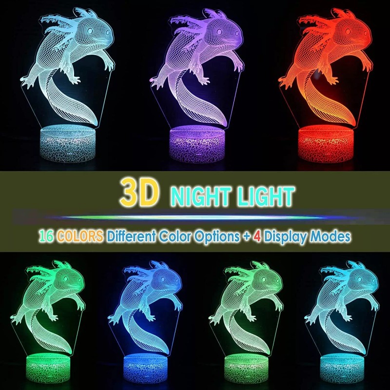 TriPro Axolotl 3D Illusion Night Light Lamp Bedroom Decor Gifts