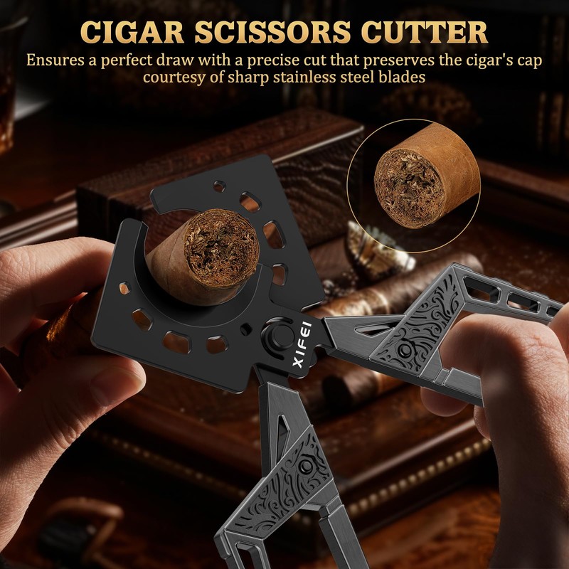 XIFEI Cigar Cutter, Stainless Steel Double Blade Guillotine Straight Cut