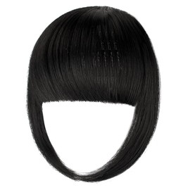 Jinnhelun Clip in Bangs,Bangs Hair Clip Extensions Clip on Wispy Bangs Natural Fake Air Bangs for Women Fringe with Temples Hairpieces Natural Black