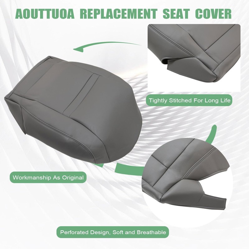 NLQR Front Driver Bottom Replacement Seat Cover Gray Microfiber Leather