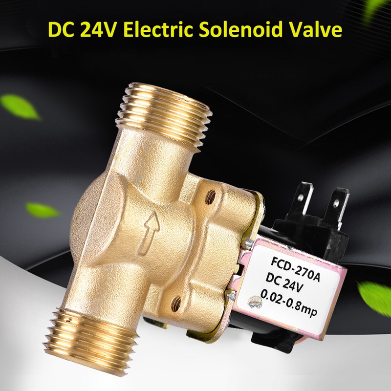 G1/2" DC 24V Normally Closed Brass Electric Solenoid Magnetic Valve