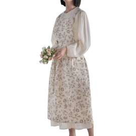 Japanese Cotton Linen Cross Back Work Apron for Women with Pockets Pinafore Dress Smock