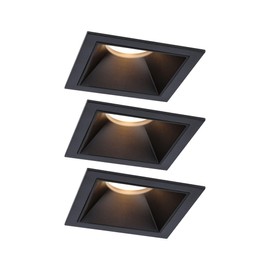 Paulmann Cole 93125 LED Recessed Light 3-Step-Dim IP44 Square 88 x 88 mm Coin 3 x 6 W 3 x 470 lm 230 V 2700 K Black