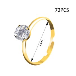 UgyDuky 72pcs Gold Bridal Shower Rings Adjustable Diamond Rings Bulk for Wedding Shower Party Games Table Decorations Party Supply Cupcake Toppers Bridal Shower Party Favors (Gold)