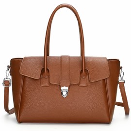 Eslcorri Top Handle Tote Bags for Women Large Shoulder Purse for Working PU Leather Crossbody Flap Satchel Handbag Elegant Hobo Everyday Bag Trendy Go Out Pocketbook, Gift to Mom Wife -Brown