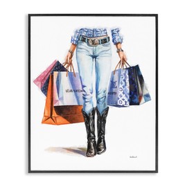 Stupell Industries Fashionable Country Gal Black Framed Giclee Wall Art Design by Amanda Greenwood, 24 x 30