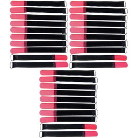 30 x 16 cm x 16 mm resealable Velcro cable ties, red with metal eyelet, cable Velcro tape, 160 mm, reusable