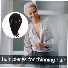 Gatuida Women Clip Hair Topper Natural Volume Enhancer with Thick Bangs for Thinning Hair Deep Brown Wiglet Hairpiece Comfortable Breathable Design Versatile Styling Options