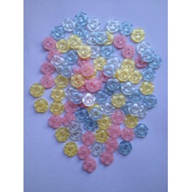 100 Baby Fruit Gum Buttons14mm (Size 22) - 25 Each White, Blue, Lemon & Pink