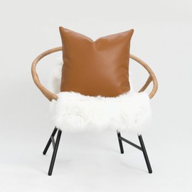 Faux Leather Pillow Cover, Modern Design, Camel, 18"x18"