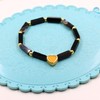 Mayfaith Black Agate Cuboid Beaded Elastic Love Bracelet, Crystal Jade