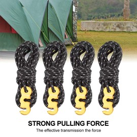 4 Pack High-Strength Guy Ropes Tent Cord Tensioner Set Reflective Rope for Camping Canopy Tent Guyline (with Aluminum Adjuster, each diameter 3mm, 4 meter in length)