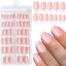 Lifextol 120PC Pink Coffin Press on Nails Short Fake Nails&Glue Nail Sticky Tab, 12 Sizes Nude Pink Nails Press ons Acrylic Nails Press on Nails Short Coffin Nail Tips Artificial False Fingernails