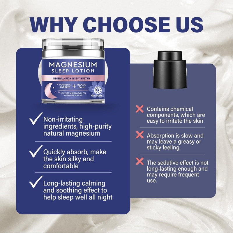 Magnesium Cream, Natural Magnesium Cream for Sleep, with Lavender &