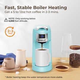 CHULUX Classic Single Serve Coffee Maker for K Cup, One Button Easy Coffee Machine for Office, RV, Travel and Dorm, Aqua