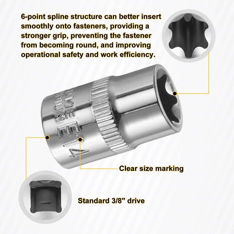 sourcing map 2pcs E-Torx Socket 3/8" Drive E14 External Torx