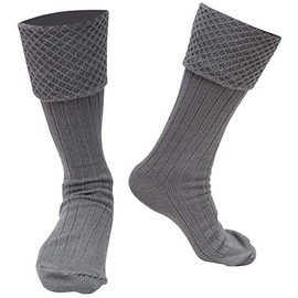 Claymore Imports New Machine washable Piper Style Kilt Hose, Best Scottish kilt hose socks for Men (Light Grey, Large 9-11)