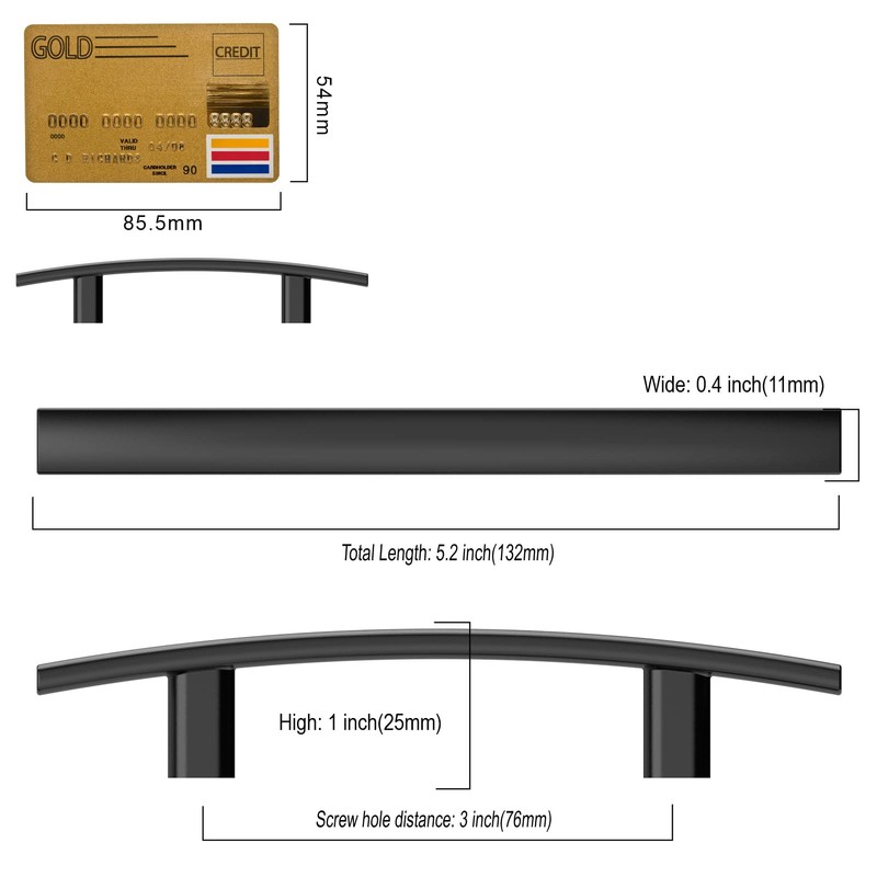 Amerdeco 10 Pack Matte Black 3 Inch(76mm) Hole Centers Kitchen