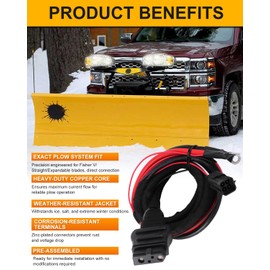 SEADEAR 4 Pin Truck Side Battery Cable Fits Fisher Western and Snow 4 Pin Plow Side Battery Cable V-Blade Straight Blade and Expandable Plows Truck Battery Cable 42014 42015 48295